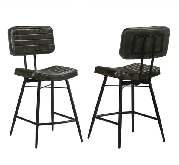 Premium Leather Counter Stool Antique Espresso Set of 2