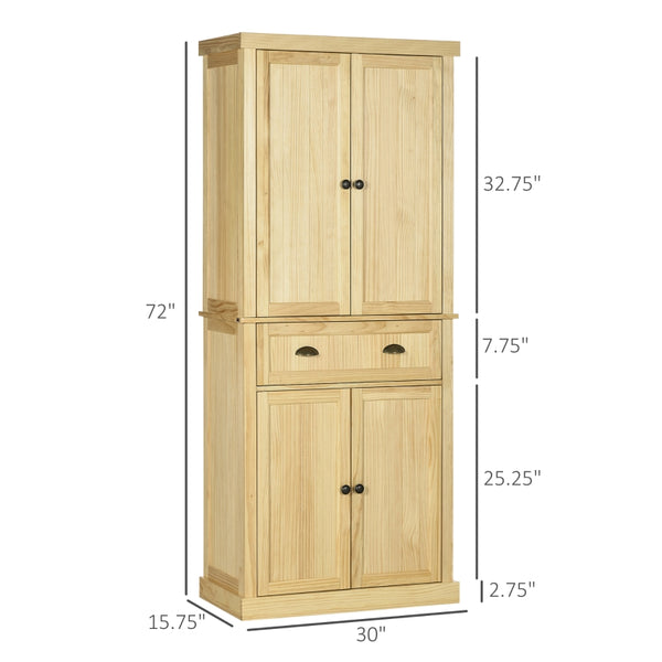 72" Pinewood Large Pantry Cabinet