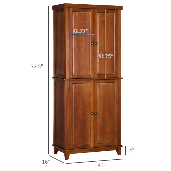 Efficient Kitchen Storage: 72.5" Pinewood Large Pantry Cabinet for Organization