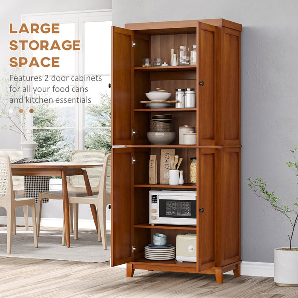 Efficient Kitchen Storage: 72.5" Pinewood Large Pantry Cabinet for Organization