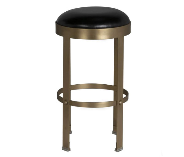 Noir Prince Counter Stool Set of 2 with Leather- Brass Finish