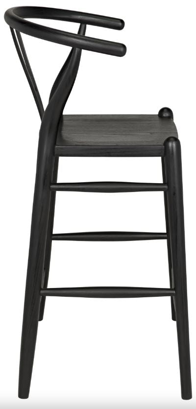 Noir Zola Counter Stool, Charcoal Black