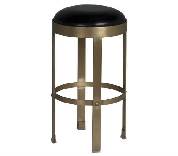 Noir Prince Counter Stool Set of 2 with Leather- Brass Finish