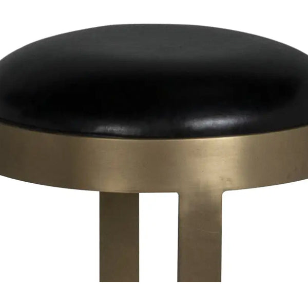 Noir Prince Counter Stool Set of 2 with Leather- Brass Finish