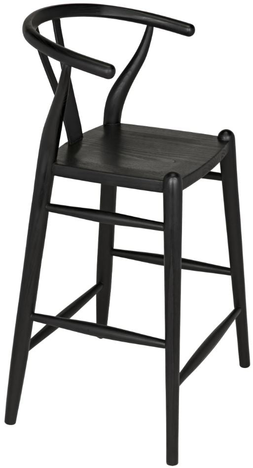 Noir Zola Counter Stool, Charcoal Black