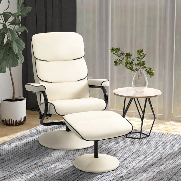 Baltimo High Back Swivel Recliner Armchair w/ Padded Ottoman