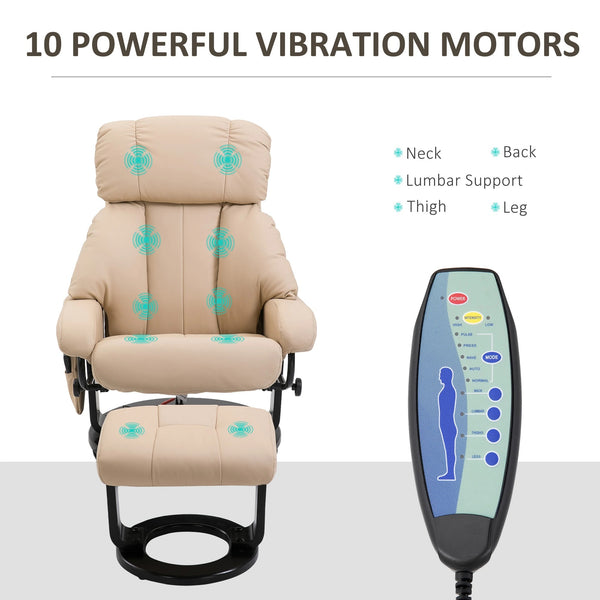 Wayne Recliner Chair with 10 Point Vibration  Massage and Footstool