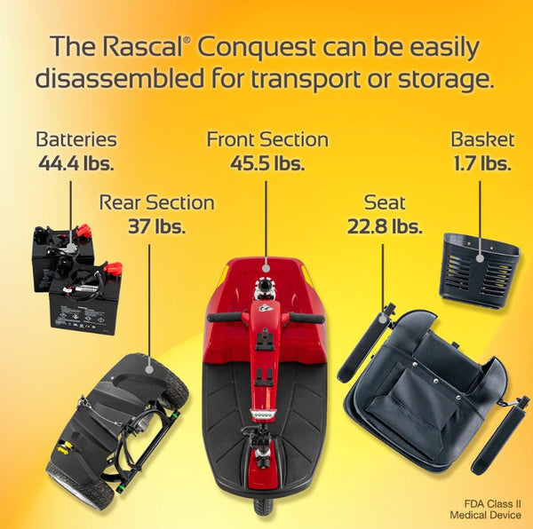 Rascal Conquest 3-Wheel Heavy-Duty Outdoor Mobility Scooter