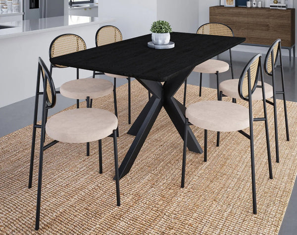 LeisureMod Ravenna 63 Inches Wood Dining Table Set For 6