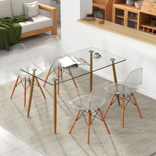 Modern Rectangular Glass Dining Table Set For 4