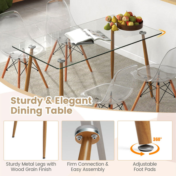 Modern Rectangular Glass Dining Table Set For 4