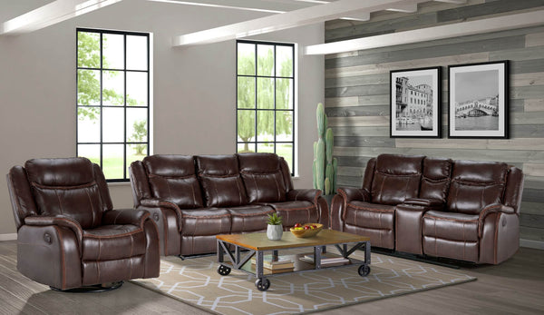 Sunset Trading Motion Rocking Reclining Loveseat with Power Console-Brown SU-AV8604