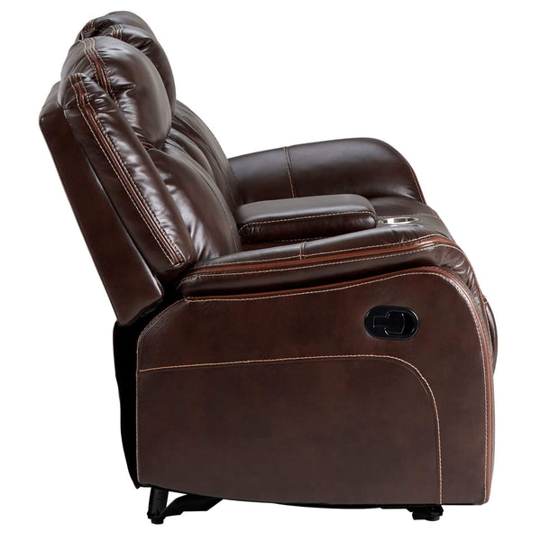 Sunset Trading Motion Rocking Reclining Loveseat with Power Console-Brown SU-AV8604