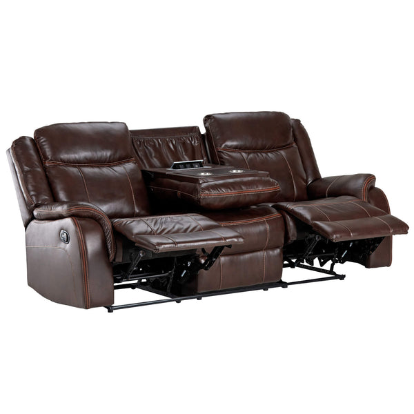 Sunset Trading Motion Sofa with Power Drop Down Console-Brown SU-AV8604