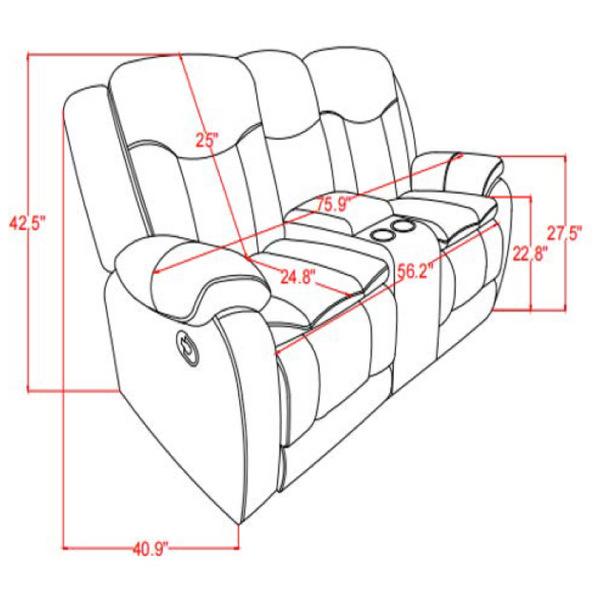 Global Furniture USA-U4377 Grey/Brown Reclining Sofa Set of 2 With Drop Down Table