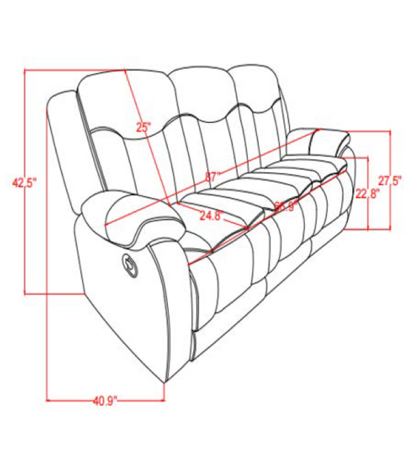 Global Furniture USA-U4377 Grey/Brown Reclining Sofa Set of 2 With Drop Down Table