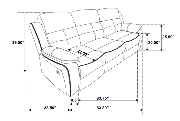 Global Furniture USA U5050 3-Piece Light Grey/Dark Grey 30 Recliner Sofa Set