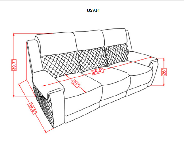 Global Furniture USA 2-Piece Grey/Black Recliner Sofa Set