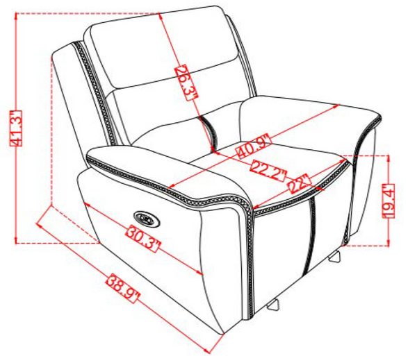 Global Furniture USA U5987 3-Piece Blanche White Recliner Sofa Set