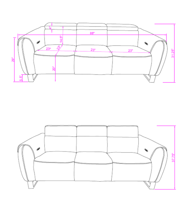 Global Furniture USA U8520 Blanche Wht/Gry 2-Piece Recliner Sofa Set