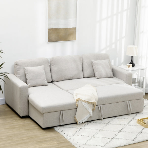 Cream White Sectional Sleeper Sofa