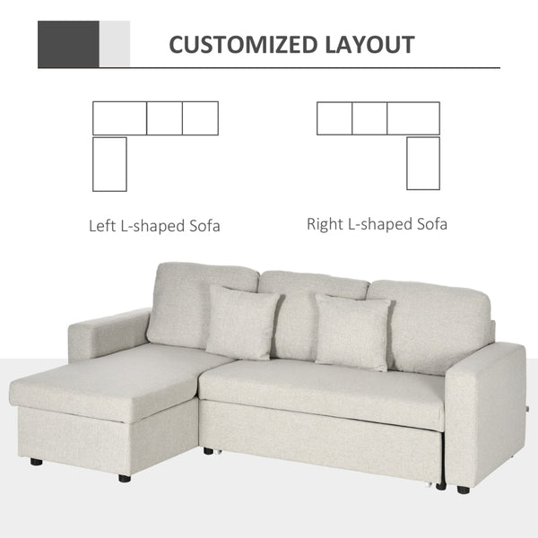 Cream White Sectional Sleeper Sofa