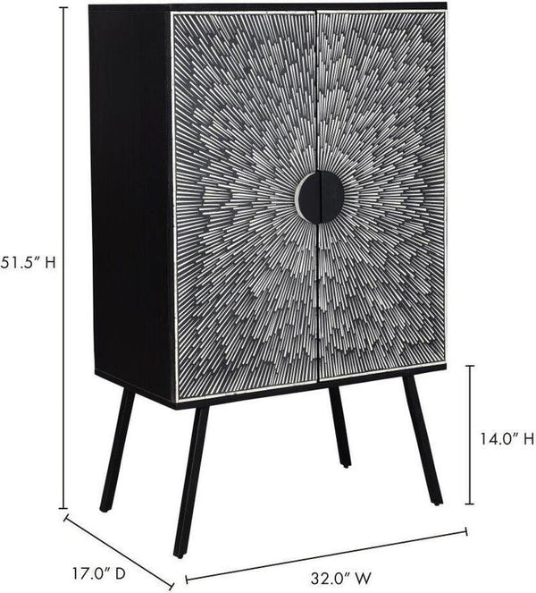 Moe's- Sunburst Wine Cabinet Black