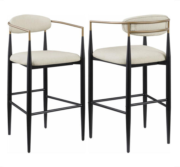 Tina Fabric Upholstered Bar Chair Beige Set of 2