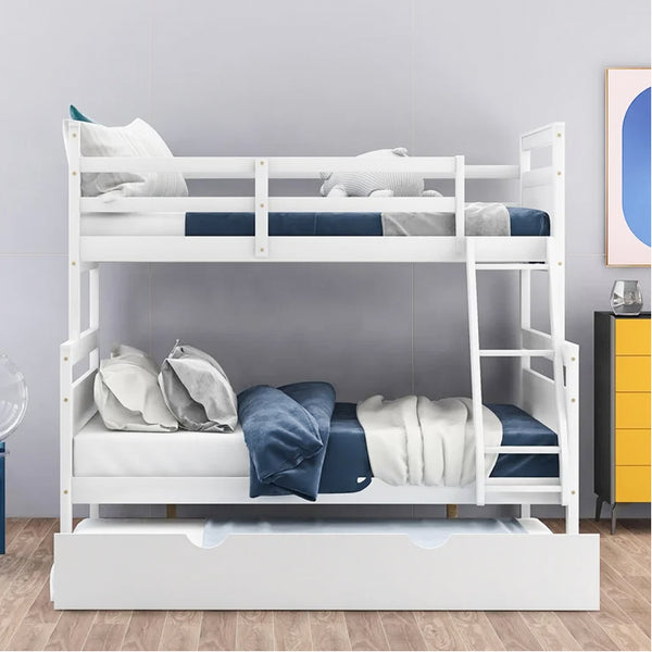 Twin Over Full Bunk Bed with Trundle and Ladder