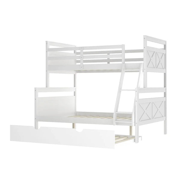 Twin Over Full Bunk Bed with Trundle and Ladder