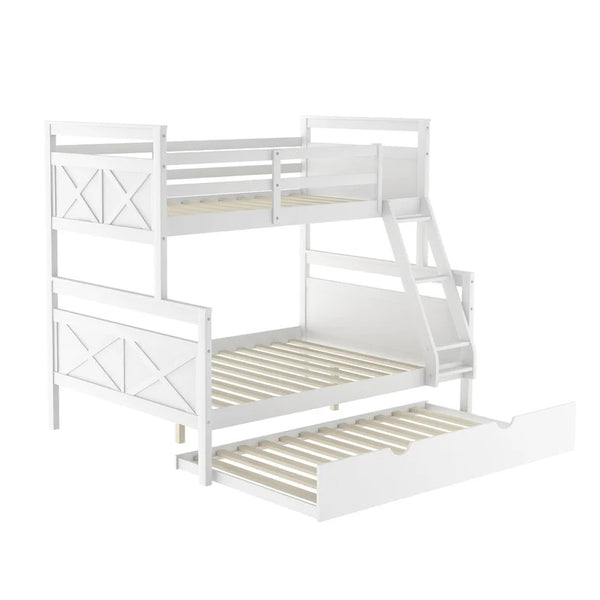 Twin Over Full Bunk Bed with Trundle and Ladder