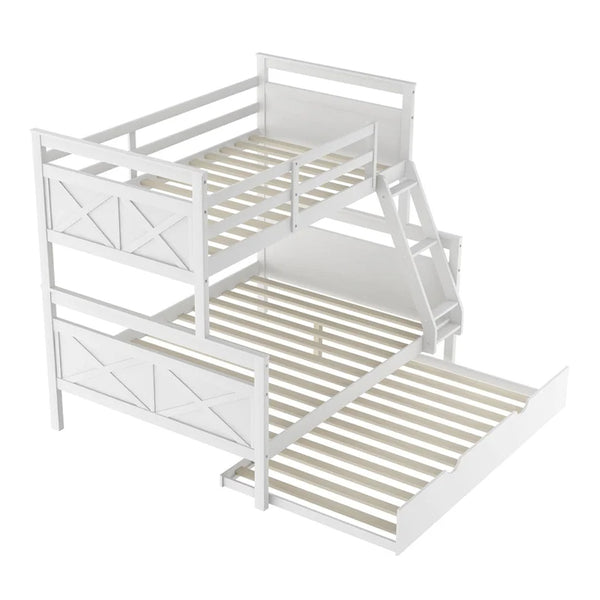 Twin Over Full Bunk Bed with Trundle and Ladder