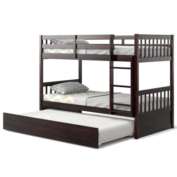 Twin Over Twin Bunk Bed with Ladder and Pull-out Trundle