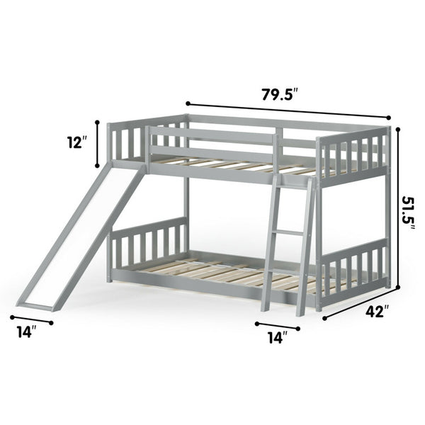 Twin Over Twin Bunk Bed with Slide Ladder