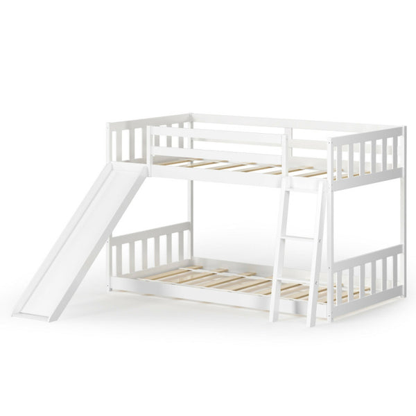 Twin Over Twin Bunk Bed with Slide Ladder