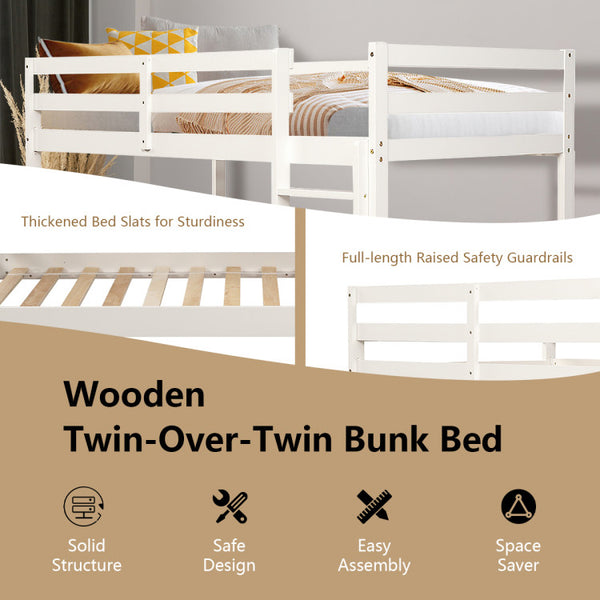 Premium Twin Size Bunk Bed with Safety Rail and Ladder