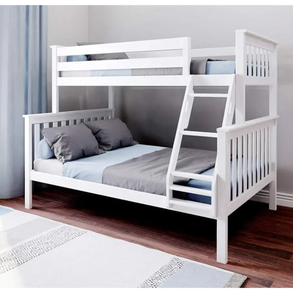Wooden Bunk Bed Twin Over Full Size with Ladder