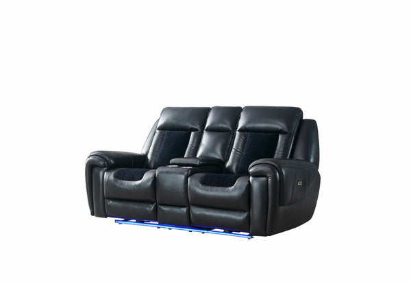 Global Furniture USA- U0700 Blanche Black/Velvet Power Reclining Sofa Set