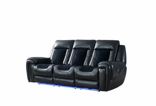 Global Furniture USA- U0700 Blanche Black/Velvet Power Reclining Sofa Set