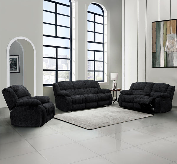 Global Furniture USA 3-Piece Ebony Reclining Sofa Set