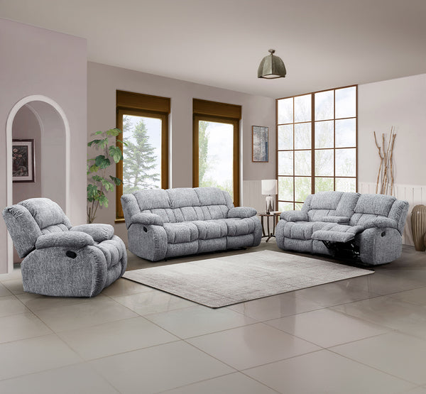 Global Furniture USA 3-Piece Grey Reclining Sofa Set