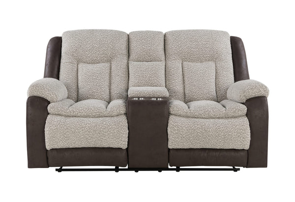 Global Furniture USA-U4377 Grey/Brown Reclining Sofa Set of 2 With Drop Down Table