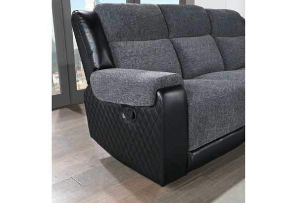 Global Furniture USA 2-Piece Grey/Black Recliner Sofa Set