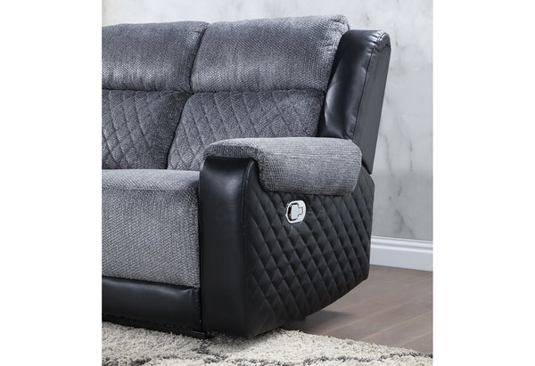 Global Furniture USA 2-Piece Grey/Black Recliner Sofa Set