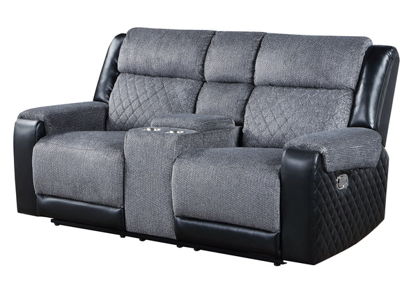 Global Furniture USA 2-Piece Grey/Black Recliner Sofa Set