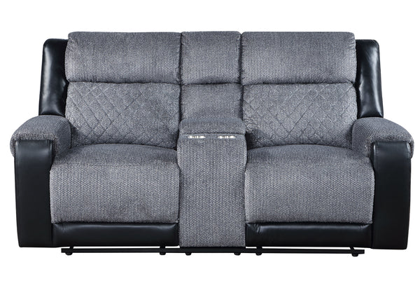 Global Furniture USA 2-Piece Grey/Black Recliner Sofa Set