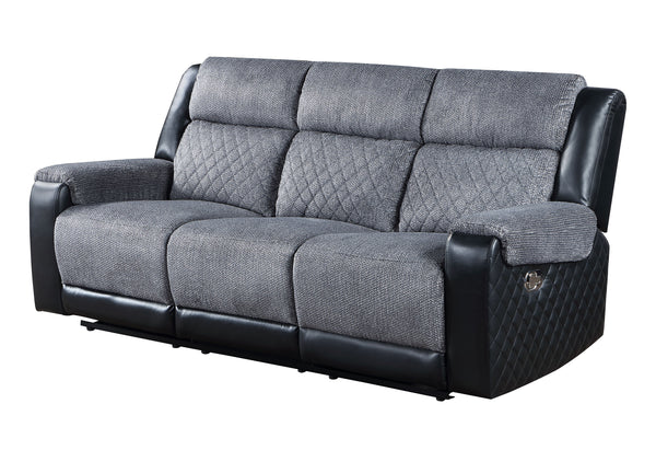 Global Furniture USA 2-Piece Grey/Black Recliner Sofa Set