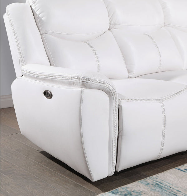 Global Furniture USA U5987 3-Piece Blanche White Recliner Sofa Set