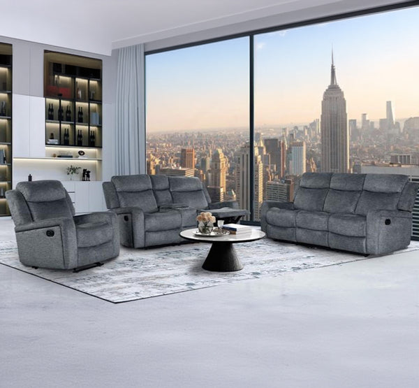 Global Furniture USA U6024 Dark Grey 3-Piece Reclining Sofa Set