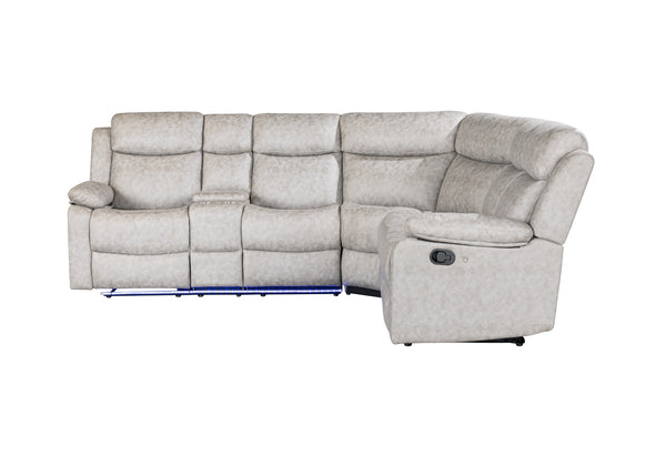 Global Furniture USA- U6026 Light Grey 9 Sectional With Led And 2 Recliners